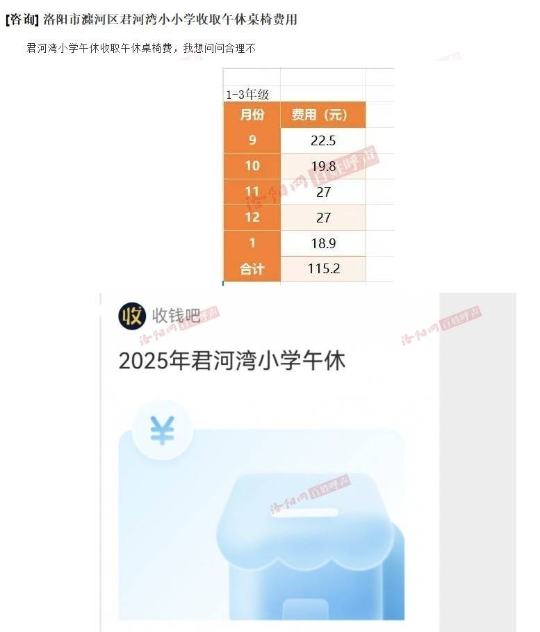 河南洛阳一小学收“午休费”一学期115元，教体局：午休椅按天收费，将退费